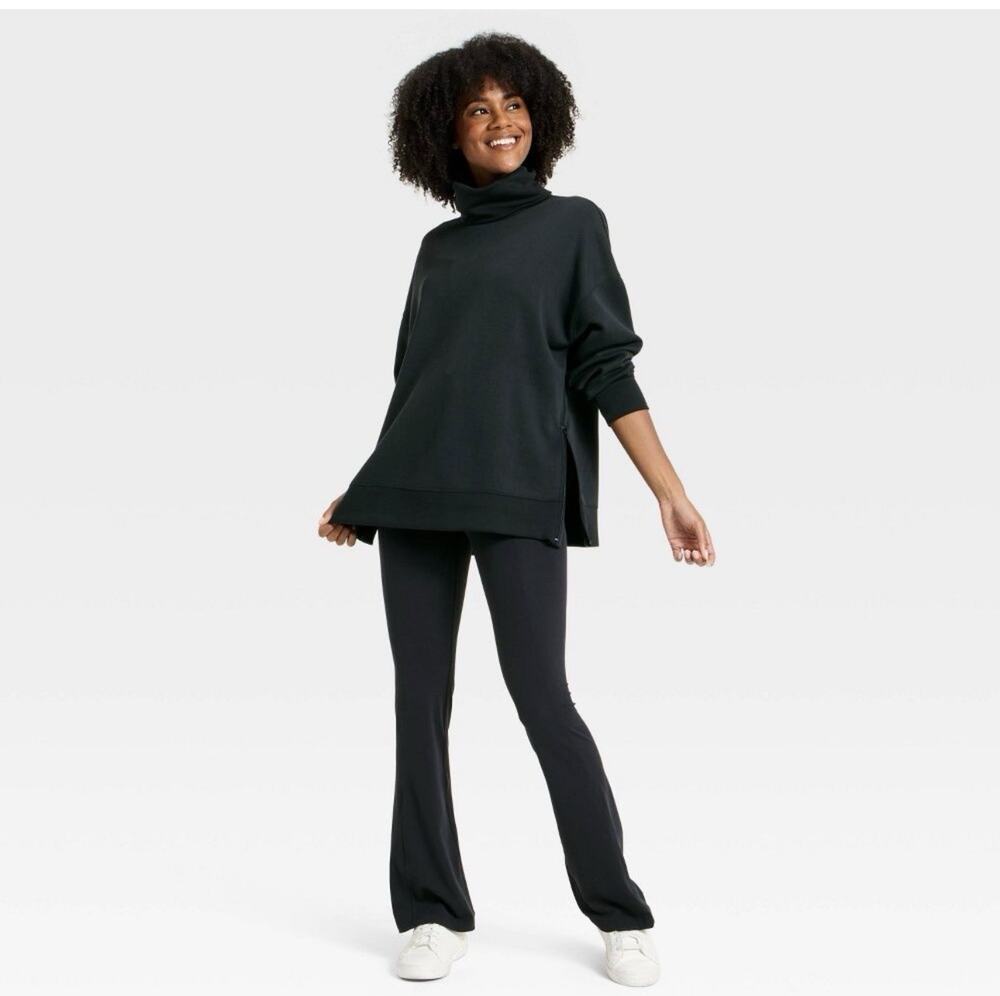Women Airy Sleek Funnel Neck Sweatshirt - All In Motion Black,XL Relaxed NEW